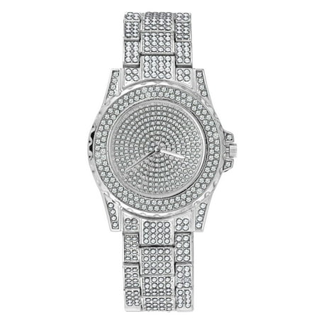 Diamond Luxury Watch - TekDeals Luxury Mens Silver Tone Iced out Simulated Lab Diamond Hip Hop Rapper Watch