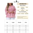 thumbnail image 6 of Agnes Orinda Women's Plus Size Pleated V Neck 3/4 Sleeves Floral Blouse 2X Dark Pink, 6 of 6