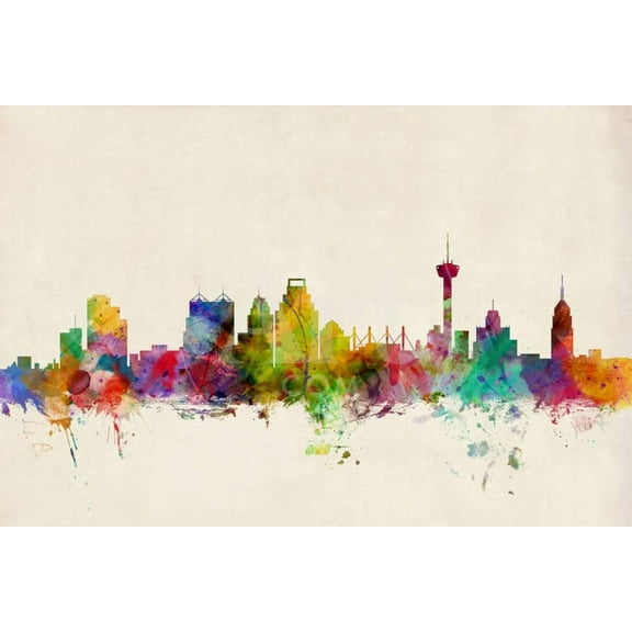 San Antonio Texas Skyline, Unframed Art Print Wall Art by Michael Tompsett Sold by Art.Com
