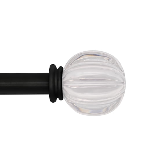 Lumino 5/8" Easy Mount Collection Patsy Matte Black Knob Adjustable Curtain Rod Set, 32-84"