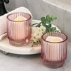 Blush Pink Vintage Ribbed Glass Tealight Votive Candle Holders by Kate Aspen (Set of 6), Pink Decor, Boho Decor, Shelf Decoration, Rose Gold Look | Perfect Hostess Gift
