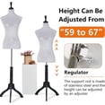 thumbnail image 3 of YRLLENSDAN 59-67 Inch Mannequin Body Dress Mannequin with Stand Height Adjustable Sewing Mannequin Female Mannequin Full Body Dress Forms Dress Form Mannequin for Sewing Mannequin Torso Female, Grey, 3 of 7