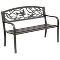 thumbnail image 2 of Outsunny 50" Vintage Animal Pattern Garden Cast Iron Patio Bench, Outdoor Furniture Loveseat Chair with Backrest and Armrest for Yard, Lawn, Brown, 2 of 9