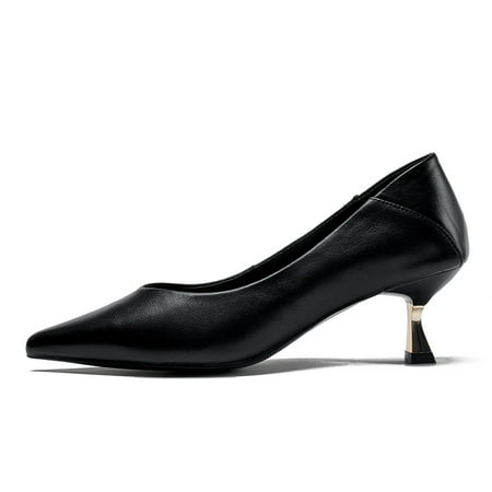 

Women‘s Comfy Kitten Heeled Pumps Pointed Toe Solid Color High Heels Women‘s Slip-on Comfy Shoes