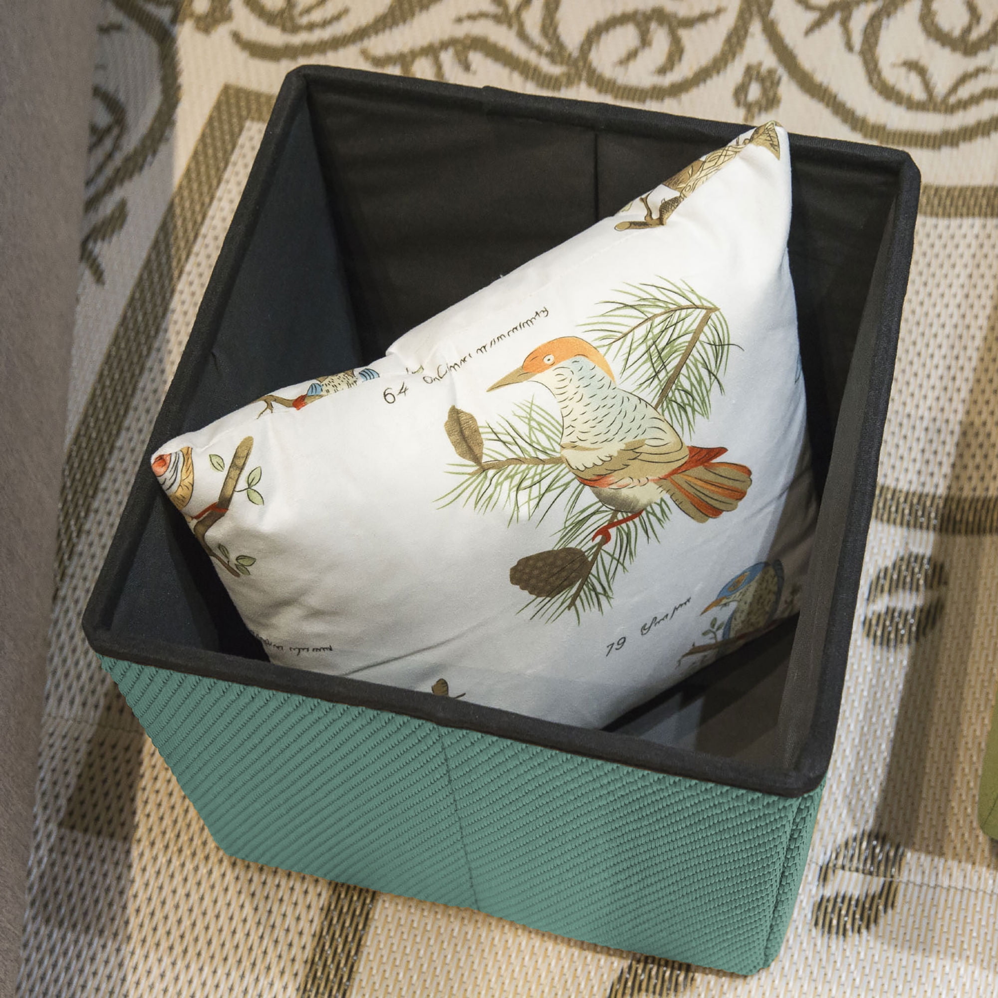 Storage Cube by Patio Mat, Indoor / Outdoor for RV, Patio, Home, Collapsible & Multi-use (Aqua)