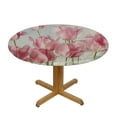 thumbnail image 3 of JEUXUS Tablecloth Round Table Cover Pink Flower Watercolor Plant Tulip Flowers Picture White, 3 of 7