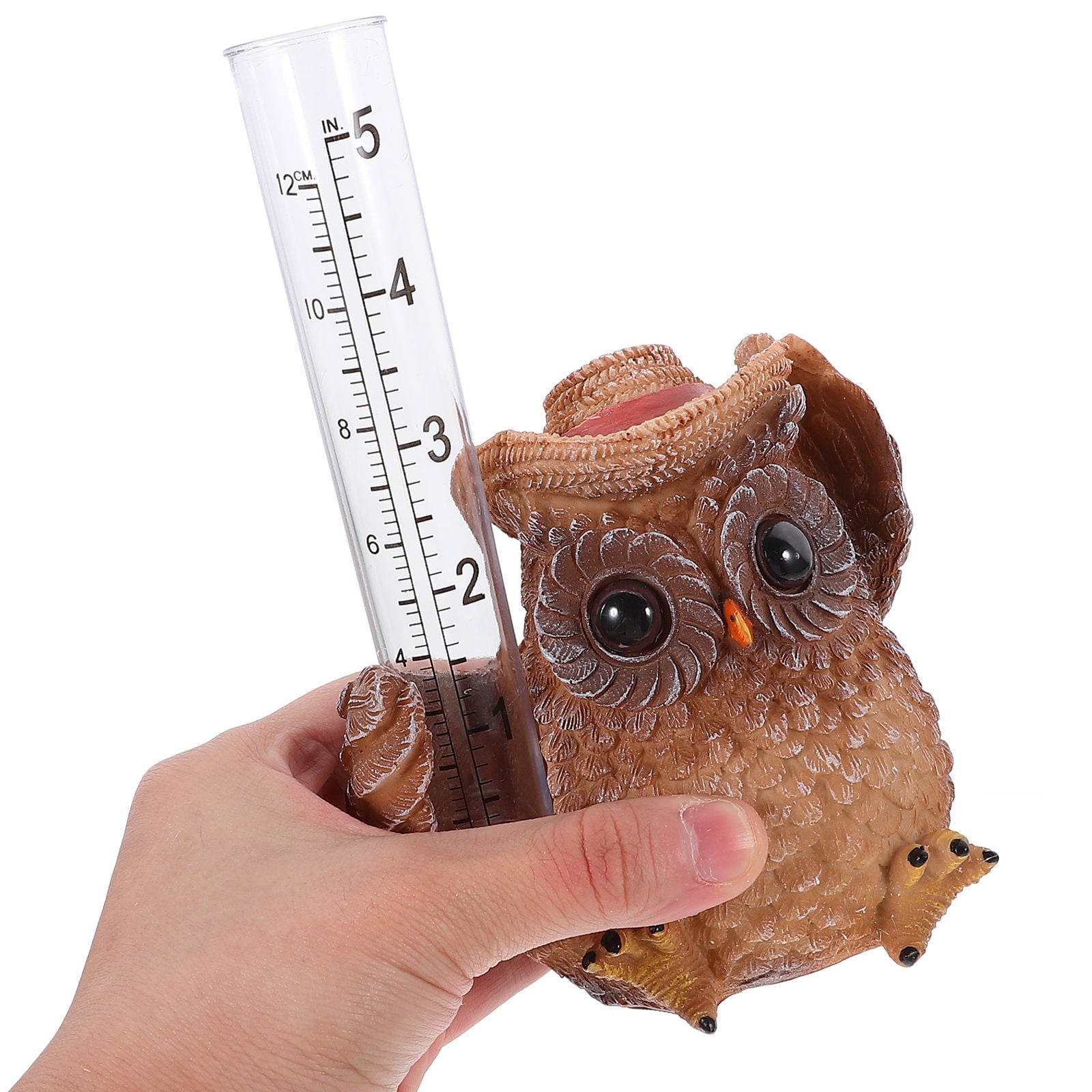 OUNONA 8.5 Inch Multi-Color Cartoon Owl Rain Gauge for Outdoor Use, Accurate Weather Measurement Tool