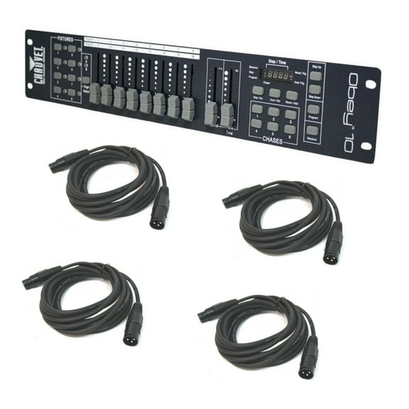 Chauvet DJ Lighting Obey 10 Compact 16Ch Stage Light Controller & (4) Dmx Cables