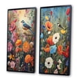 thumbnail image 3 of Designart "Tropical Birds in Paradise Vibrant Flowerfield II" Animals Bird Framed Wall Art Set Of 2 - Children's Art Blue Framed Wall Art Set Of 2, 3 of 6