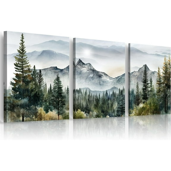 Hieng Wall Art For Living Room Canvas Wall Decor For Bedroom Office Decoration Fog Mountain Forest Posters Landscape Wall Painting Print Pictures Artworks Home Decor (only canvas)