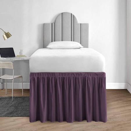 Dorm Room Bed Skirt - College Dorm Bed Skirt - Long Bed Skirt Dorm - Extra Long Dorm Room Bed Skirt - Elegant Design Brushed Microfiber - 1000 Series Bedskirts - Twin-XL - 44 Drop Plum