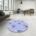 thumbnail image 4 of Ahgly Company Tapis d'Intérieur Rond Lavable en Machine Bleu Céleste Transitionnel, 6 Pieds Rond, 4 of 7