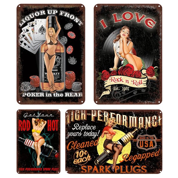 Kit Pintura Hierro Rectangular Placa Metal Vintage Sexy para 30x40cm 4 Uds.
