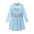 thumbnail image 4 of DPOIS Kids Girls Mesh Shiny Rhinestones Figure Ice Skating Dress Ballet Dance Leotard Sky Blue 10, 4 of 7