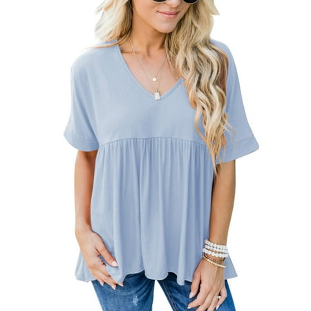 

Coutgo Women s T-shirt Casual Maternity Wear Ruffled Short-sleeved T-shirt