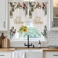 thumbnail image 6 of Christmas Cardinal Swag Valances for Windows, Kitchen Curtains 36 Inch Length 2 Panels Set, Winter Xmas Holly Pine Fruits Berry Short Curtains for Small Windows Rod Pocket Cafe Curtains 28"x36", 6 of 8