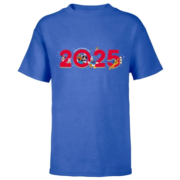 Disney Characters Mickey & Pals Cheers to the New Year 2025 - Short Sleeve T-Shirt for Kids - Customized-Royal