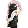thumbnail image 5 of Black and Gold Marble Layered Waves Pattern Apron-Garden Aprons for Women with Pockets-Cotton Linen Waterproof Kitchen Cooking Gardening Aprons Adjustable for Kitchen,Cooking,BBQ and Salon 33x27 Inch, 5 of 7