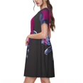 thumbnail image 2 of Qekee Robe Midi d'Été pour Femmes, Manches Courtes, Décontractée, Fluide, avec Poches, pour Vacances, 2 of 6