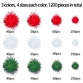 thumbnail image 2 of Bolas de oropel navideñas con pompones BQTQ 1200 piezas (4 tamaños), 2 of 7