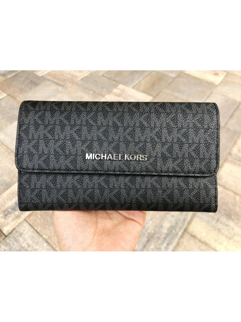 MICHAEL KORS TRIFOLD COIN WALLET ブラック Michael Kors Trifold Wallet, Black Signature, Saffiano
