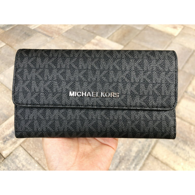 Michael Kors MK Womens Jet Set Travel Large Trifold Wallet Signature Black  NWT - $106 New With Tags - From Tiffany