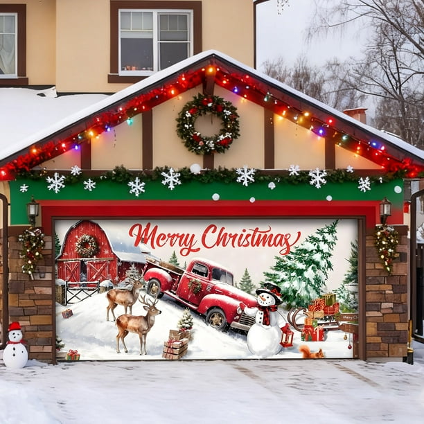 Banderín para garaje para decoraciones navideñas Banderines festivos para celebraciones estacionales Uso en interiores y exteriores Atractivo para sus vacaciones