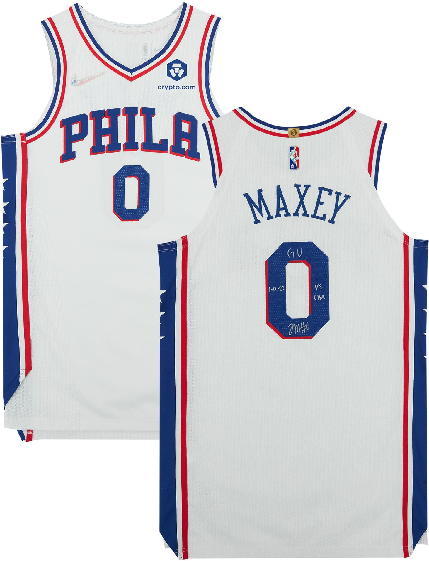 Tyrese Maxey Philadelphia 76ers Autographed Game-Used #0 White Jersey vs.  Charlotte Hornets on January 12