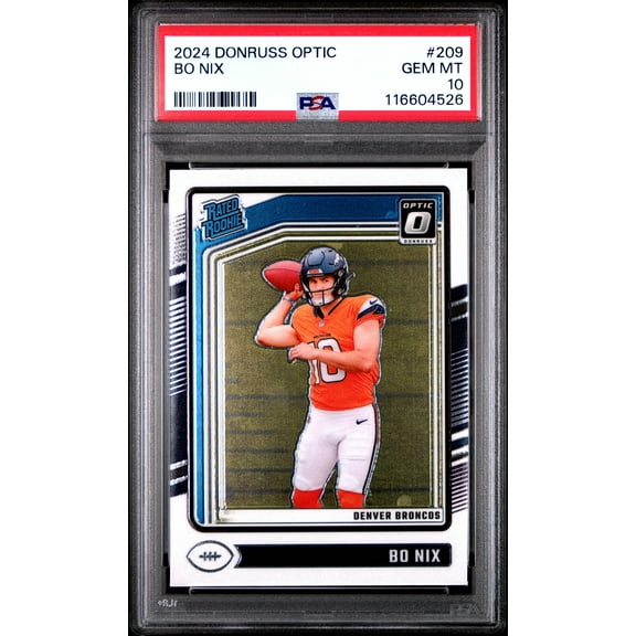 Graded 2024 Panini Donruss Optic Bo Nix #209 Rookie RC Football Card PSA 10 Gem Mint