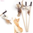 thumbnail image 2 of LingStar Wood+cotton Rope Funny  Cat  Stick CartoonShape Feather Bell Pendant Wooden Pole Elastic Rope Catcher Interactive Toy, 2 of 9