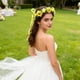 thumbnail image 5 of Corona de flores de Pascua | Accesorio para el cabello con rosas artificiales y hojas verdes | Cinta ajustable | Ideal para fiestas, bodas, festividades, fotografía y uso diario | Rosa vibrante,, 5 of 6