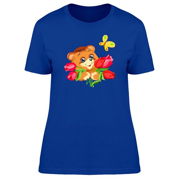 Bear With An Armful Of Flowers Tee Women's -Image by Shutterstock