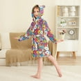 thumbnail image 2 of FORMRS Niños Bathrobe Unisex Hooded Robe Soft Plush Pajamas Sleepwear, Size 4-6T, Whimsical Floral, 2 of 7