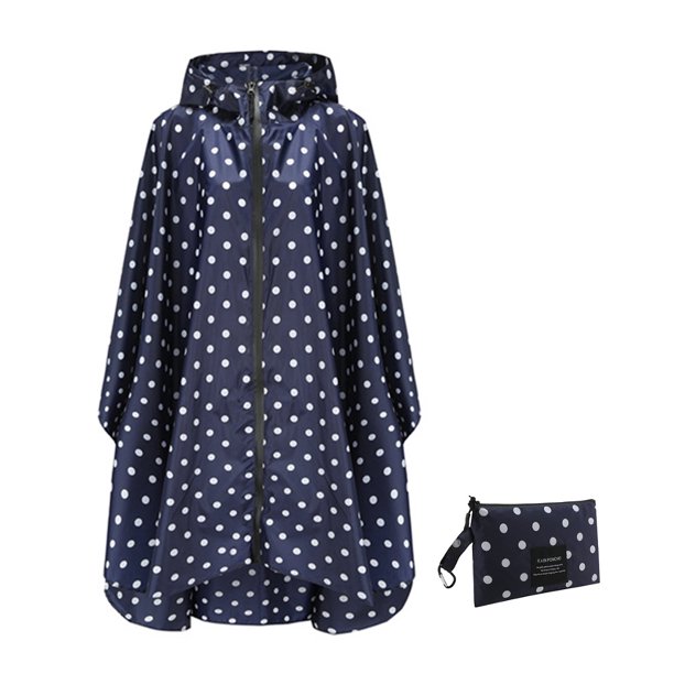 Naiovety Mujeres Hombres Chubasquero Adultos Chubasquero Transpirable Poliéster Impermeable Impermeable Senderismo Viajes Capa impermeable plegable Paraguas de lluvia punto azul oscuro Naiovety HA083063-16