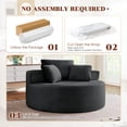 thumbnail image 5 of Muumblus Oversized Round Lounge Chaise Chair Indoor,Boneless Cloud Couch with 3 Pillows, No Assembly Required, Modern Accent Chair for Living Room, Black Chenille, 5 of 12