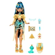 Monster High Cleo De Nile Fashion Doll in Golden Shirt with Pet Hissette and Accessories
