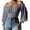 Gray, variant on Womens Elegant Off The Shoulder Puff Sleeve Blouse Summer Chiffon Slim Fit Party Crop Top