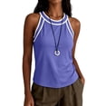 thumbnail image 4 of Noric Women's Sleeveless Tank Tops Summer Casual Contrast Binding Halter Neck Loose Fit Tops, 4 of 7