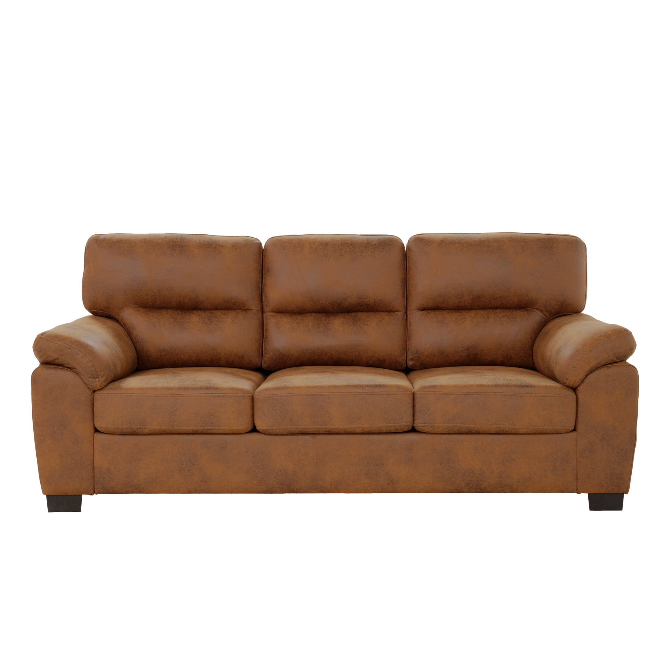 Noble House 81" Modern Sofa with Pillow Top Arms, Foil Fabric Upholstery, Light Brown