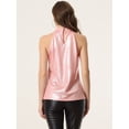 thumbnail image 3 of Sparkle sin mangas halter top para mujer fiesta club cóctel chaleco camisa tanque camisola top Rosa XS, 3 of 6