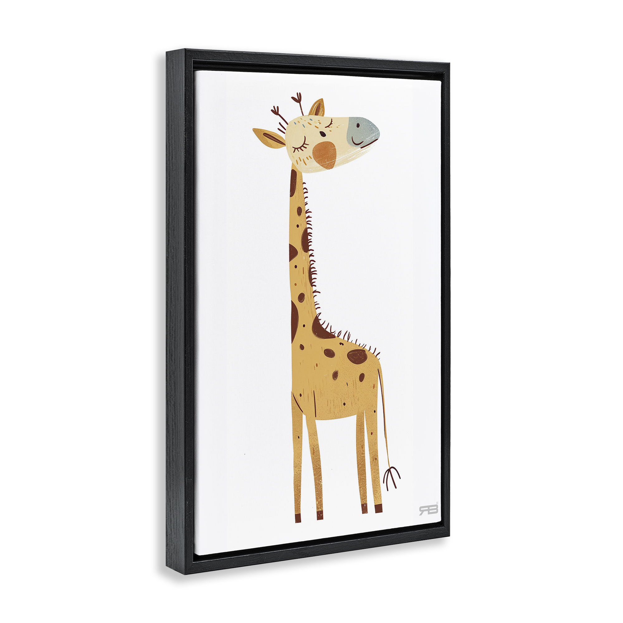 Stupell Industries Happy Giraffe Winking Animals & Insects Painting Black Floater Framed Art Print Wall Art, 21 x 31