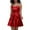 Red, variant on Summer Dresses For Women Leather Solid Color Spaghetti Strap Pleated Mini Dress Sundress Daily-Wear,Clear,XL