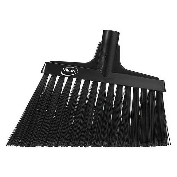 Vikan 9 in Sweep Face Angle Broom, Soft, Synthetic, Black 29169