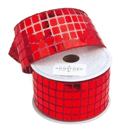 Ribbon Mirror - Metallic Mirror Disco Canvas Ribbon, 2-Inch, 10 Yards, Red