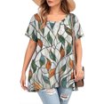 thumbnail image 1 of Ovzne Robes d'Été pour Femmes Robe Femme Ample Manches Courtes Style Rétro à la Mode Imprimé Col Rond Grande Taille Robe Robe Col Rond Grande Taille Robe Maxi Manches Courtes, 1 of 6