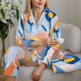 thumbnail image 6 of Pajama Sets for Women 2 Pcs, Orange Calla Lily Flowers Button Down Long Sleeve Sleepwear Lounge PJ Sets, 6 of 6
