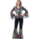 thumbnail image 3 of Traje de discoteca para mujer, disfraz hippie de los años 70, atuendos retro, vestido de baile brillante, pantalón acampanado, atuendo elegante, disfraces de cosplay de Halloween, 3 of 5