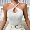 thumbnail image 4 of Lufly Halter Tops for Women Fashion Sexy Backless Sleeveless Solid Color Casual Going Out Tops Shirts ,White,S, 4 of 4