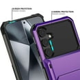 thumbnail image 4 of ELEHOLD Armor Case for Samsung Galaxy A15 Flip Open Back Wallet Hidden Card Slot Rugged Shockproof Hybrid Hard PC Shell Anti-Scratch Case for Samsung Galaxy A15,Purple, 4 of 6