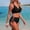 Black, variant on Tummy Control Women Bathing Suits String Bathing Suit Bikinis High Waist Crew Neck Blue Women Bathing Suit,M